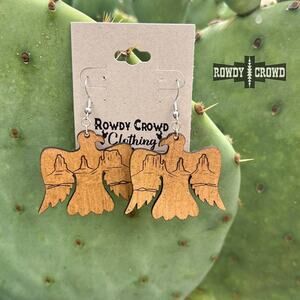 Western Cowgirl Tempe Thunderbird Leather Dangle Earrings